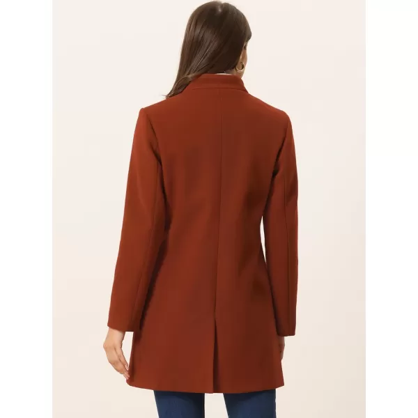 Allegra K Women's Winter Overcoat Mid-Long Stand Collar Single Breasted Coat Outerwear