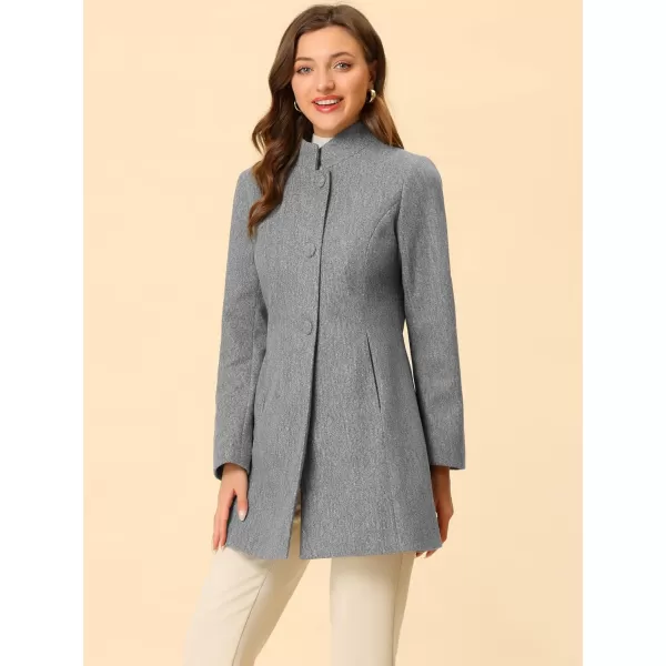 Allegra K Women's Winter Overcoat Mid-Long Stand Collar Single Breasted Coat Outerwear