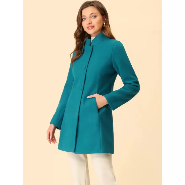 Allegra K Women's Winter Overcoat Mid-Long Stand Collar Single Breasted Coat Outerwear