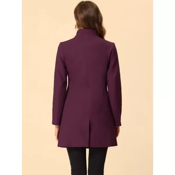 Allegra K Women's Winter Overcoat Mid-Long Stand Collar Single Breasted Coat Outerwear