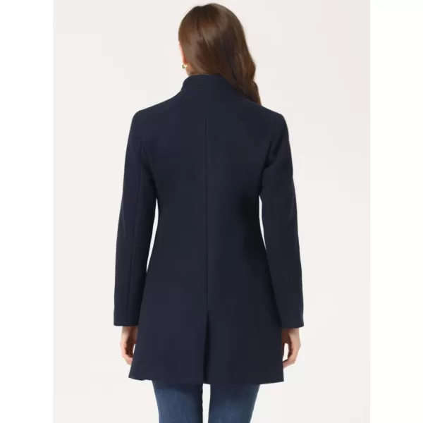 Allegra K Women's Winter Overcoat Mid-Long Stand Collar Single Breasted Coat Outerwear