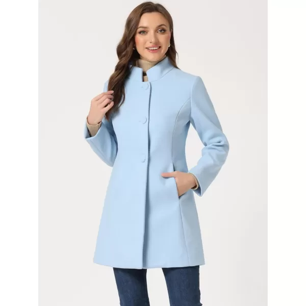 Allegra K Women's Winter Overcoat Mid-Long Stand Collar Single Breasted Coat Outerwear