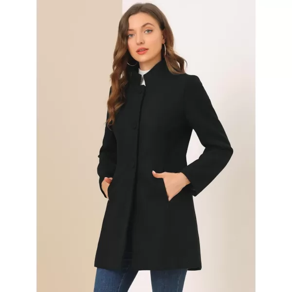 Allegra K Women's Winter Overcoat Mid-Long Stand Collar Single Breasted Coat Outerwear