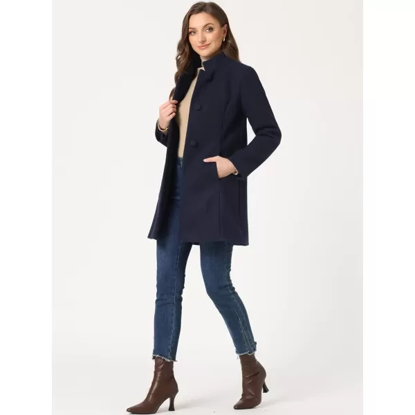 Allegra K Women's Winter Overcoat Mid-Long Stand Collar Single Breasted Coat Outerwear