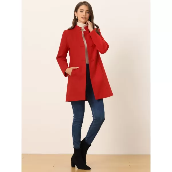 Allegra K Women's Winter Overcoat Mid-Long Stand Collar Single Breasted Coat Outerwear