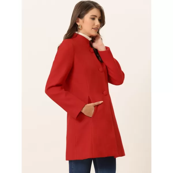 Allegra K Women's Winter Overcoat Mid-Long Stand Collar Single Breasted Coat Outerwear