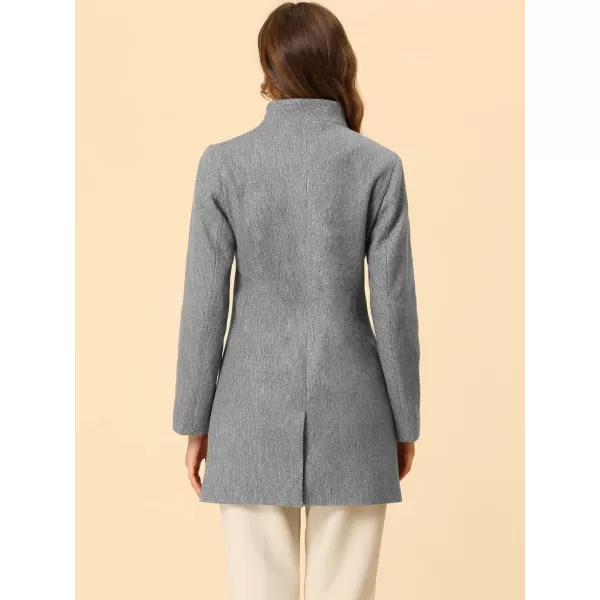 Allegra K Women's Winter Overcoat Mid-Long Stand Collar Single Breasted Coat Outerwear