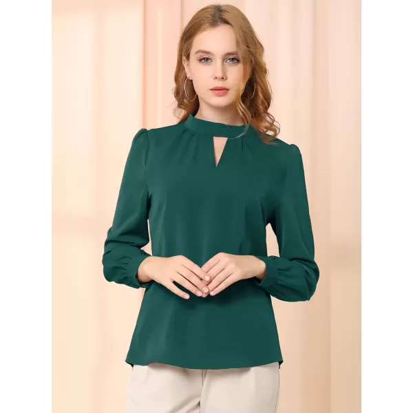 Allegra K Women's Work Office Tops Business Professional Shirt Elegant Stand Collar Fall 2023 Long Sleeve Blouses