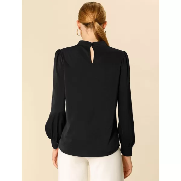 Allegra K Women's Work Office Tops Business Professional Shirt Elegant Stand Collar Fall 2023 Long Sleeve Blouses