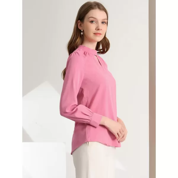 Allegra K Women's Work Office Tops Business Professional Shirt Elegant Stand Collar Fall 2023 Long Sleeve Blouses