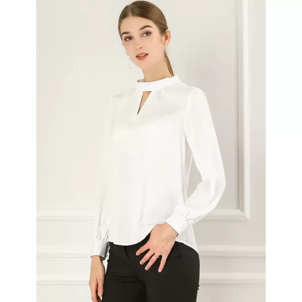 Allegra K Women's Work Office Tops Business Professional Shirt Elegant Stand Collar Fall 2023 Long Sleeve Blouses