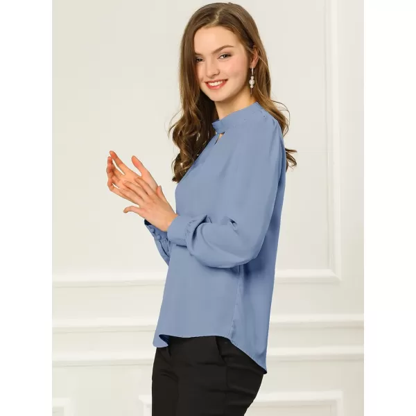 Allegra K Women's Work Office Tops Business Professional Shirt Elegant Stand Collar Fall 2023 Long Sleeve Blouses