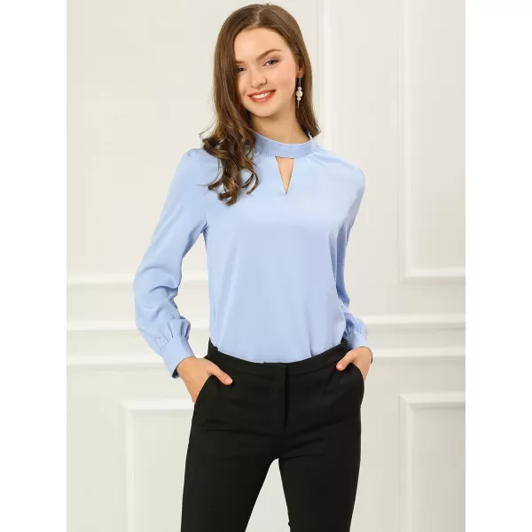 Allegra K Women's Work Office Tops Business Professional Shirt Elegant Stand Collar Fall 2023 Long Sleeve Blouses