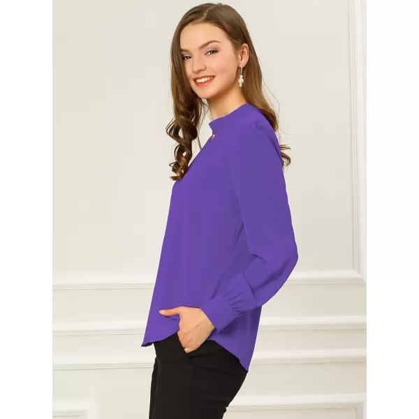 Allegra K Women's Work Office Tops Business Professional Shirt Elegant Stand Collar Fall 2023 Long Sleeve Blouses