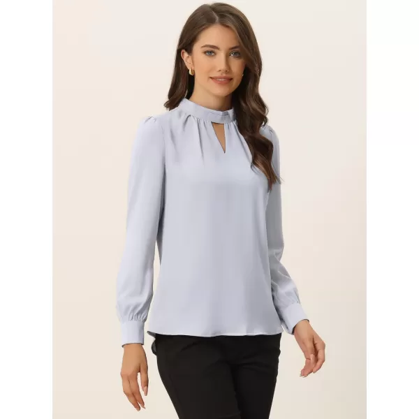 Allegra K Women's Work Office Tops Business Professional Shirt Elegant Stand Collar Fall 2023 Long Sleeve Blouses