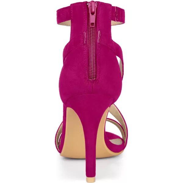 Allegra K Women's Zipper Ankle Strap Stiletto Heel Sandals