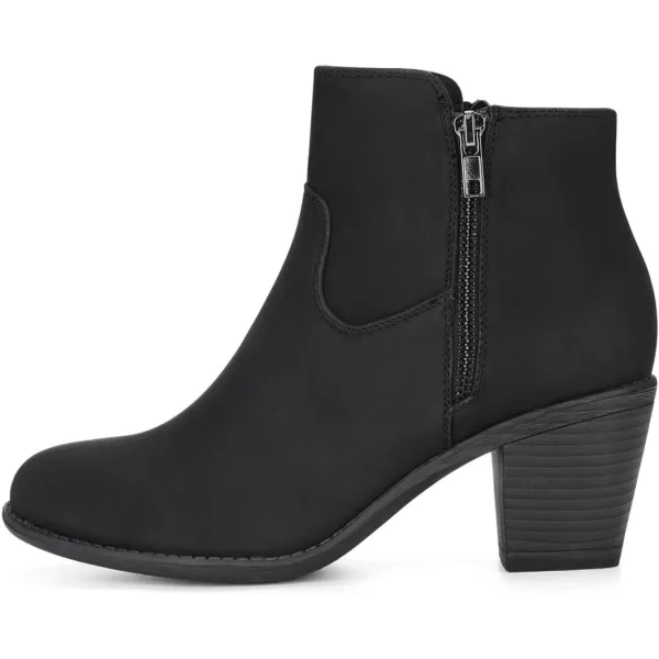 Allegra K Women's's Low Chunky Heel Side Zipper Ankle Booties