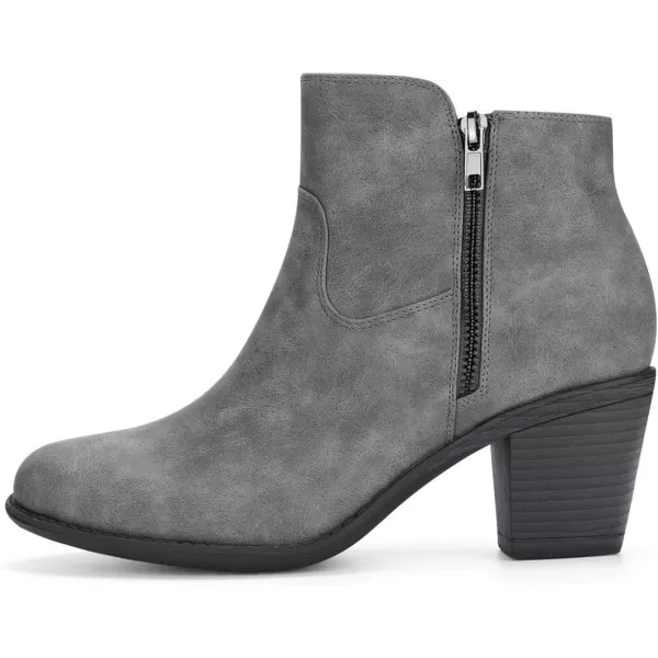 Allegra K Women's's Low Chunky Heel Side Zipper Ankle Booties