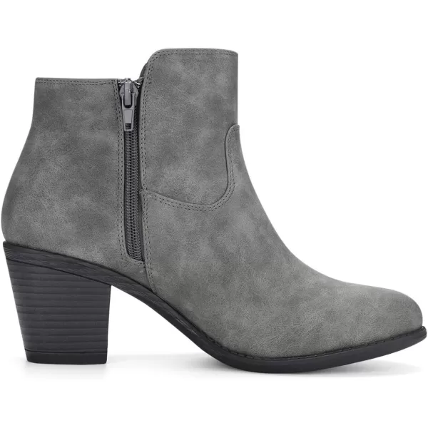 Allegra K Women's's Low Chunky Heel Side Zipper Ankle Booties