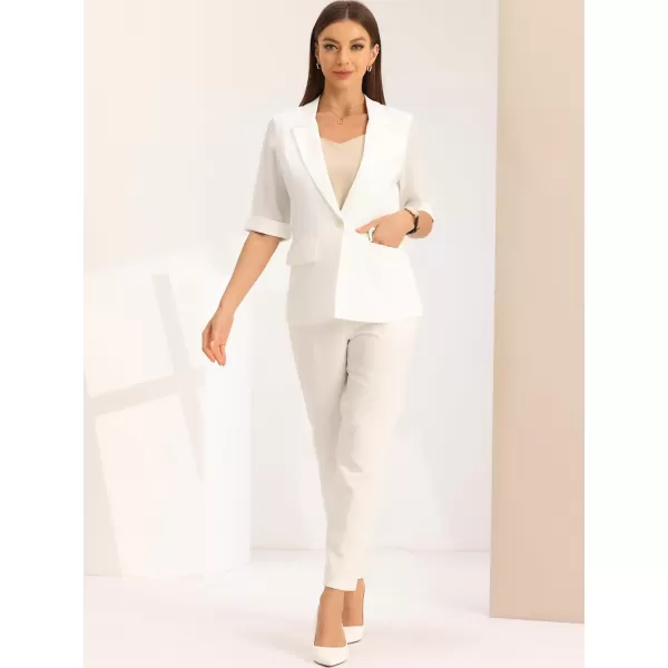 Allegra K Work Dressy Business Casual Blazer for Women's Patchwork Chiffon Half Sleeve Blazers