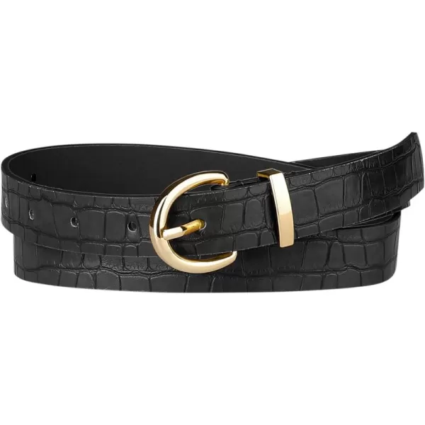 Allegra K Alligator Embossed Belts Leather Waist Alloy Pin Buckle Belt for Women