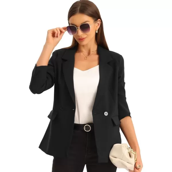 Allegra K Double Breasted Work Office Blazer for Women Long Sleeve Blazers Suit Jacket with Pocket