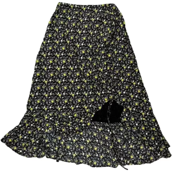 Allegra K Floral Skirt for Women's Summer Casual Drawstring Side Ruffled Midi Skirt