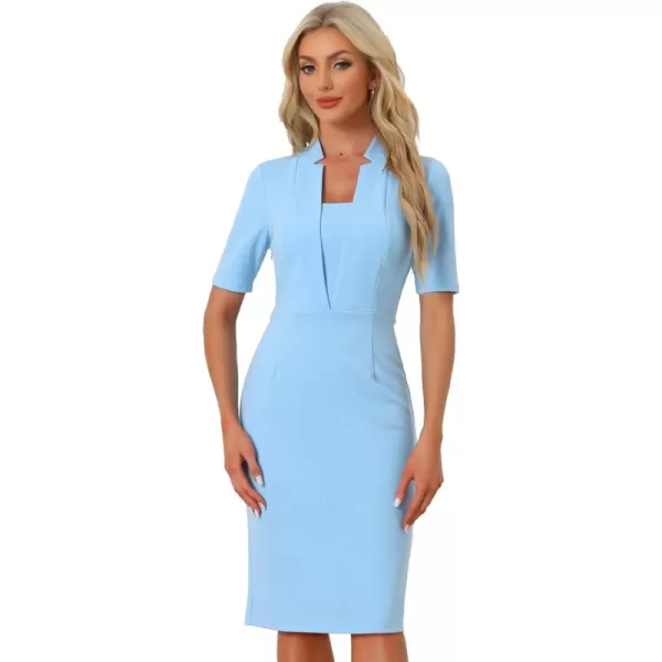 Allegra K Formal Pencil Dress for Women's Short Sleeve Work Office Bodycon Sheath Dresses