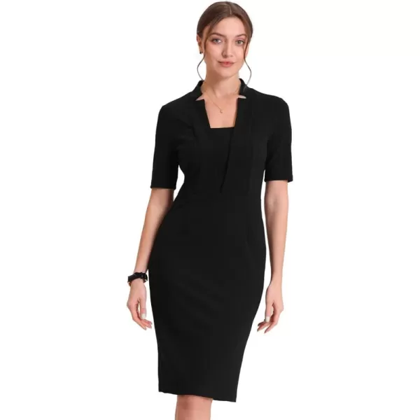 Allegra K Formal Pencil Dress for Women's Short Sleeve Work Office Bodycon Sheath Dresses