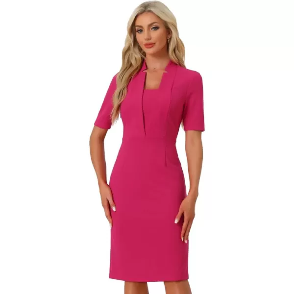 Allegra K Formal Pencil Dress for Women's Short Sleeve Work Office Bodycon Sheath Dresses