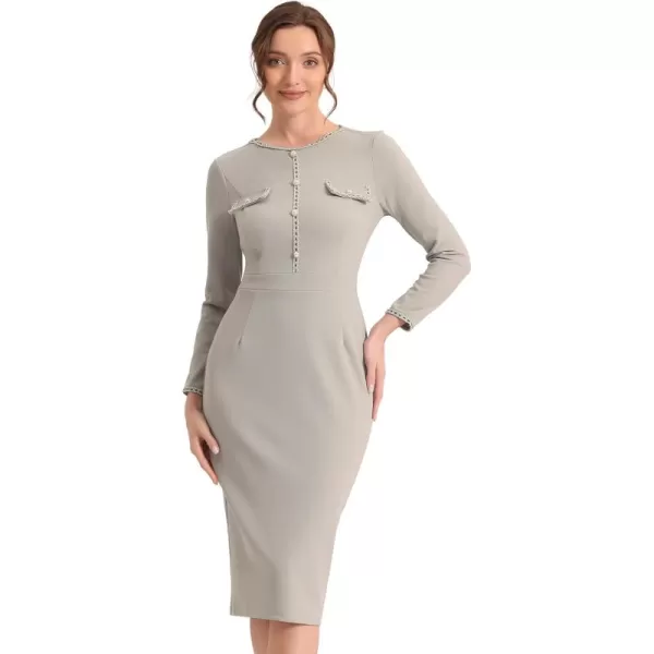 Allegra K Long Sleeve Dress for Women's Knee Length Pencil Sheath Dress