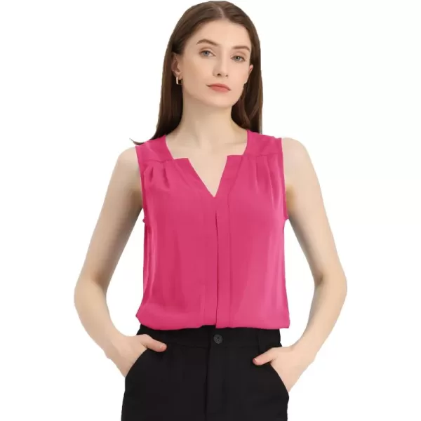 Allegra K Sleeveless Work Top for Women's St. Patrick's Day Pleated Chiffon V Neck Blouse Shirt