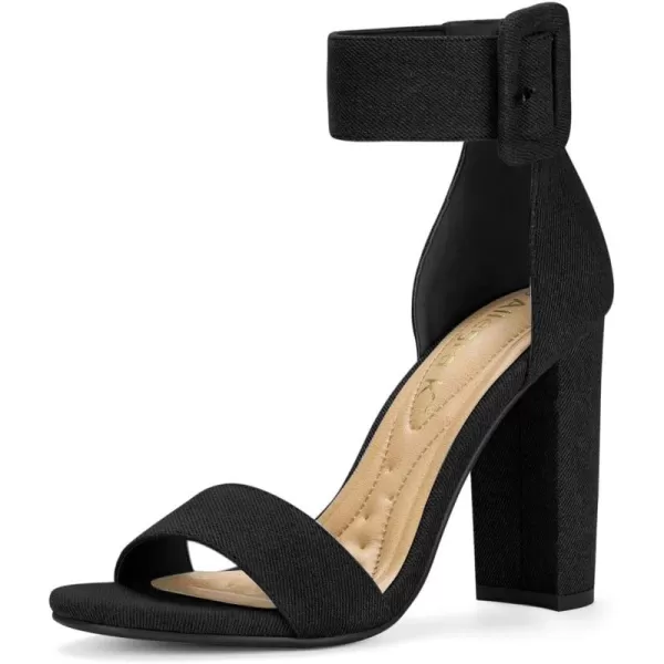 Allegra K Women's Ankle Strap Block High Heel Sandals