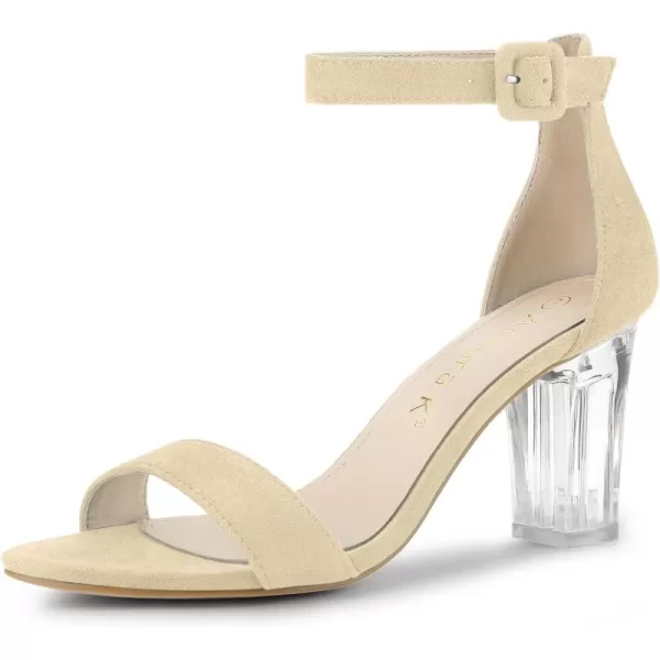 Allegra K Women's Ankle Strap Clear Heel Chunky Heels Sandals