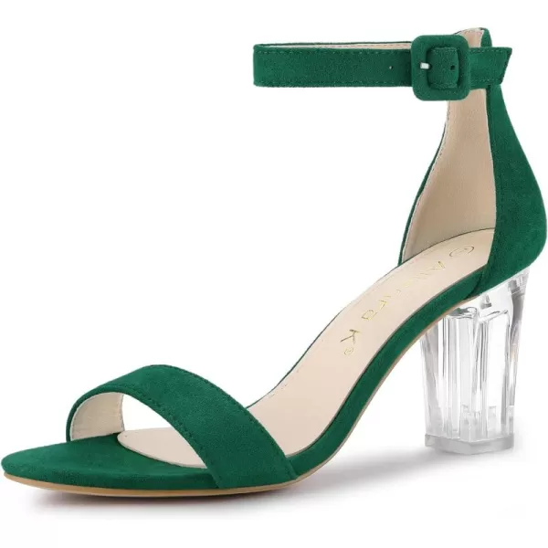 Allegra K Women's Ankle Strap Clear Heel Chunky Heels Sandals