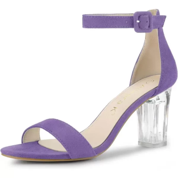 Allegra K Women's Ankle Strap Clear Heel Chunky Heels Sandals