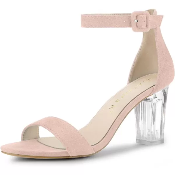 Allegra K Women's Ankle Strap Clear Heel Chunky Heels Sandals