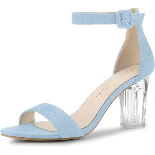 Allegra K Women's Ankle Strap Clear Heel Chunky Heels Sandals