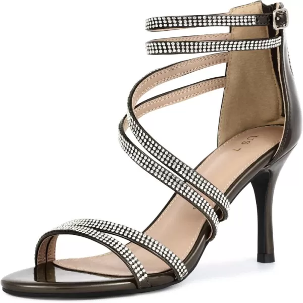 Allegra K Women's Ankle Strap Rhinestone Stiletto Heeled Sandals