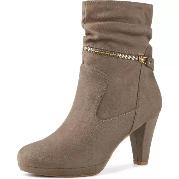 Allegra K Women's Ankle Zip Platform High Heel Mid Calf Boots