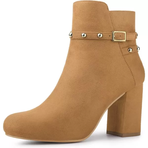 Allegra K Women's Buckle Decor Chunky Heels Ankle Boots