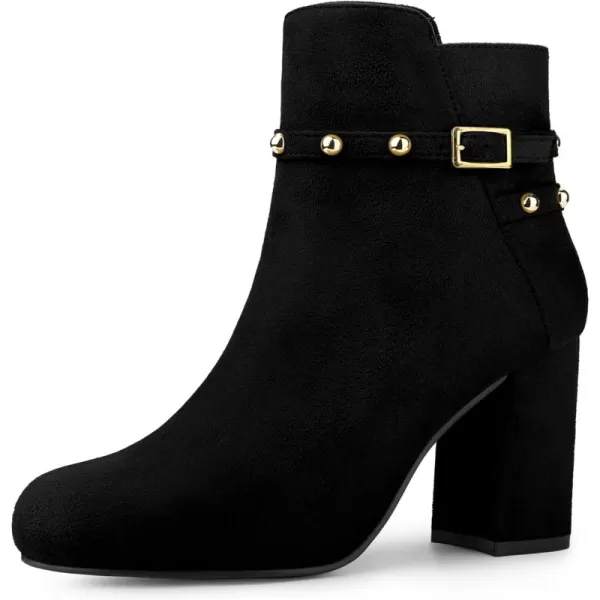 Allegra K Women's Buckle Decor Chunky Heels Ankle Boots