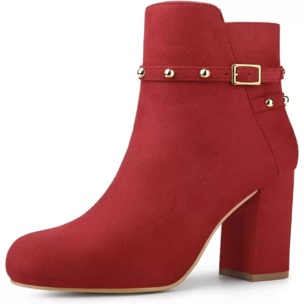 Allegra K Women's Buckle Decor Chunky Heels Ankle Boots