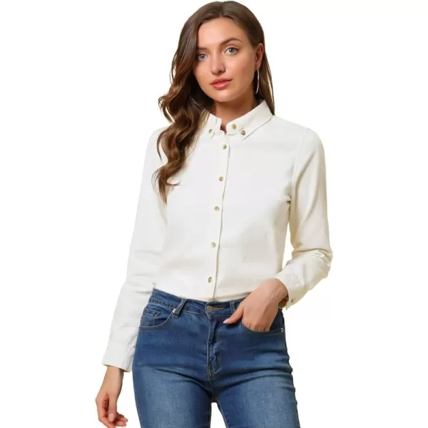 Allegra K Women's Button Up Denim Shirts Long Sleeve Casual Collared Jean Blouse