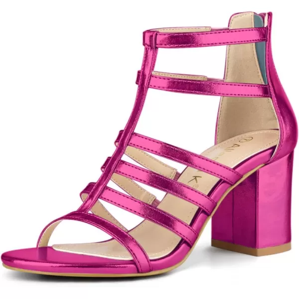 Allegra K Women's Cage Strappy Gladiators Chunky Heels Sandals