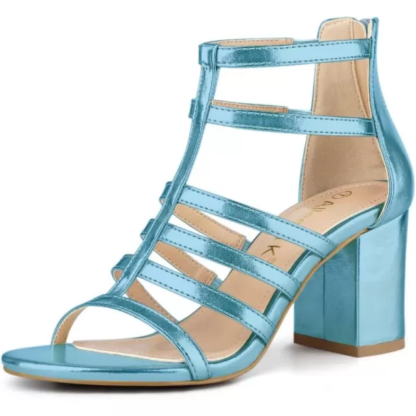 Allegra K Women's Cage Strappy Gladiators Chunky Heels Sandals