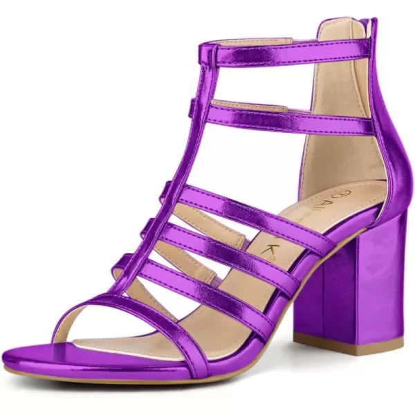 Allegra K Women's Cage Strappy Gladiators Chunky Heels Sandals