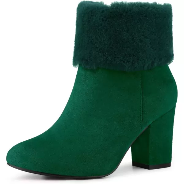 Allegra K Women's Christmas Faux Fur Chunky Heel Ankle Boots