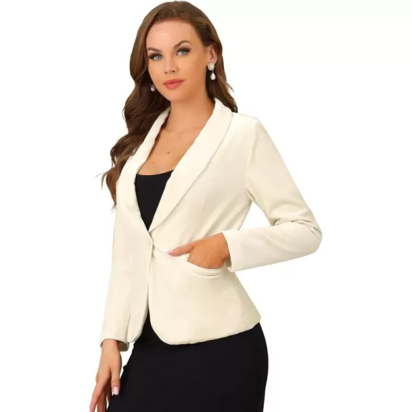 Allegra K Women's Christmas Office Coat Solid Shawl Collar 1 Button Velvet Blazer