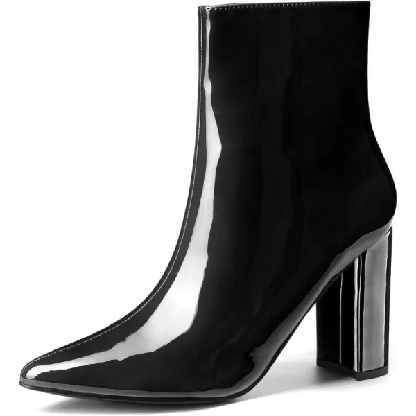 Allegra K Women's Chunky Heel Pointed Toe Zipper Ankle Boots